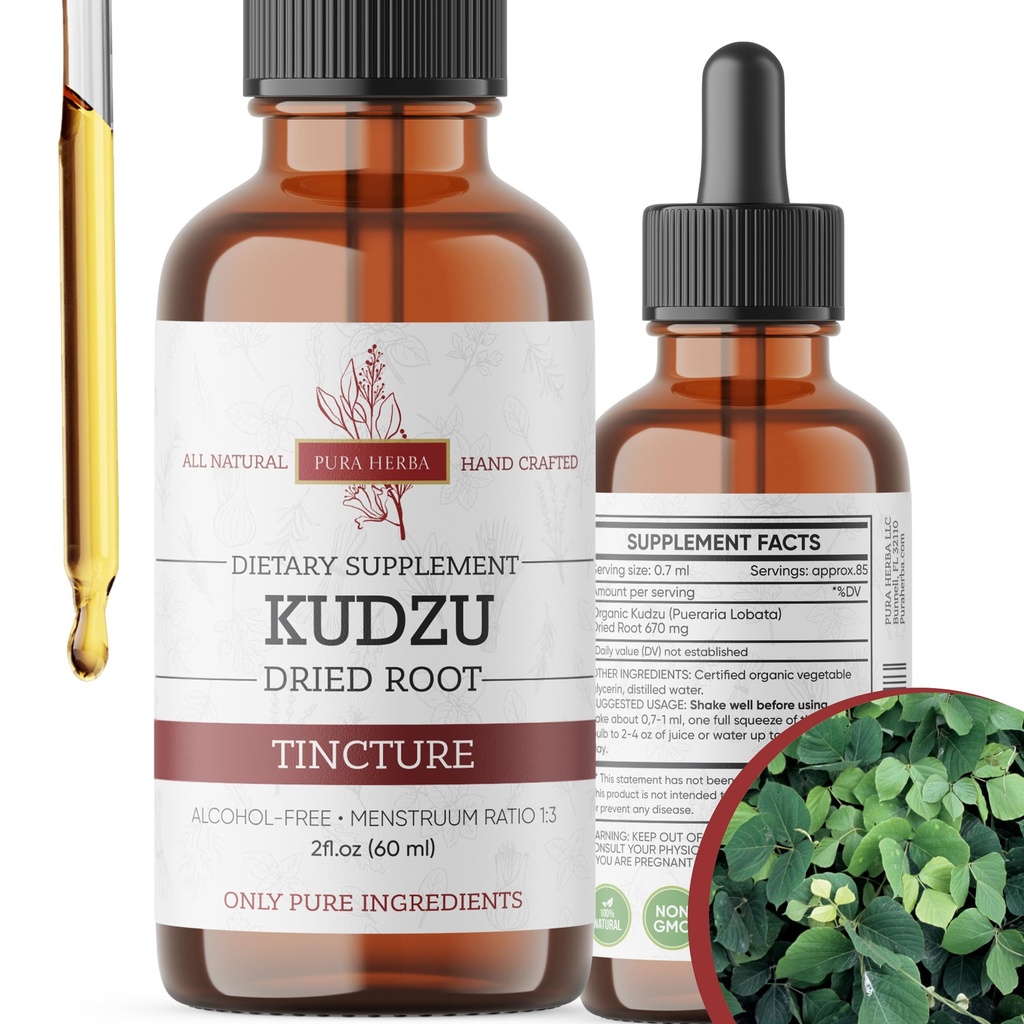Βιολογικό εκχύλισμα ρίζας Kudzu – Χωρίς αλκοόλ, συμπλήρωμα Vegan για την υποστήριξη αλκοόλ – 2 Fl Oz – μη GMO, Made in USA