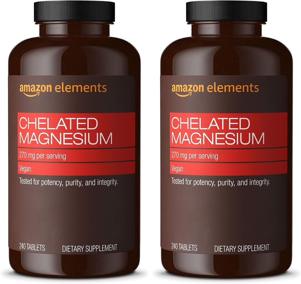   Elements - Chelated Magnesium, 240 tablets, 270 mg per Serving, as Magnesium Glycinate Chelate, Vegan (pack of 2)