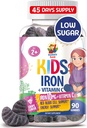 SUNNY SAM Iron Gummies for Kids & Teens - 10mg Σιδήρου Βιταμίνες με Βιταμίνη C - Χαμηλή ζάχαρη Chewable Gummy συμπλήρωμα για την ανοσοποιητική υποστήριξη, υποστηρίζει την παραγωγή ερυθρών κυττάρων αίματος για τα παιδιά & έφηβους κορίτσια