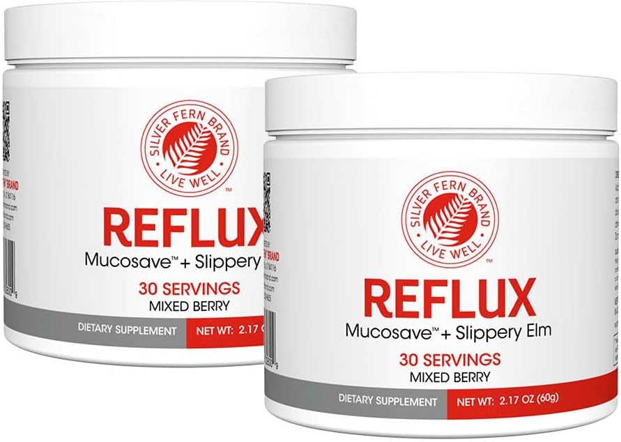 Reflux - Digestive Supplement - Κάθε Tub = 30 Scoops = 30 Σερβιέτες - Mucosal Υποστήριξη για Θέματα Οξέων - με Mucosave FG και Slippery Elm Bark (2 Tubs)
