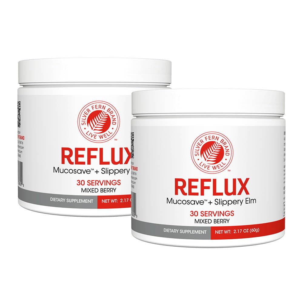 Reflux - Digestive Supplement - Κάθε Tub = 30 Scoops = 30 Σερβιέτες - Mucosal Υποστήριξη για Θέματα Οξέων - με Mucosave FG και Slippery Elm Bark (2 Tubs)
