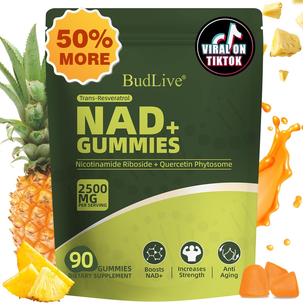 NAD Resveratrol Gummies, Liposomal NAD Gummies for Women with Nicotinamide Riboside, Quercetin, Trans-Resveratrol, Anti-Aging, Cellular Energy & Healthy Aging Support, Non GMO, 90 Counts