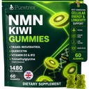 NMN Gummies 500mg with Trans-Resveratrol 200mg, Quercetin, TMG, Vitamin D3 B12, 1480mg NAD+ Supplement, Cellular Energy, Longevity & Healthy Aging Support, Vegan, 60 Kiwi Gummy Bears