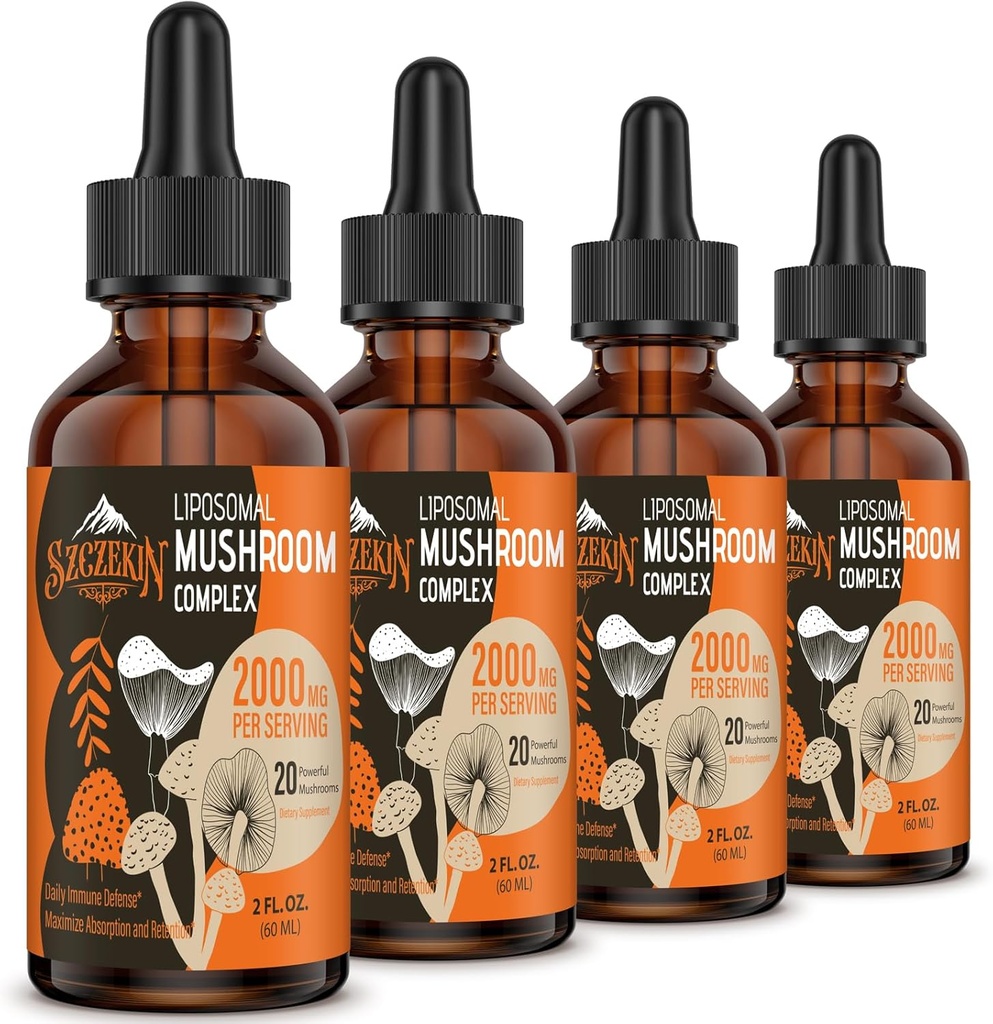 Λιποσωμικό Mushroom Complex Drops 2000 MG - 20 Βιολογικά Mushroom Extracts - Σύνθετη Υγρή Φόρμουλα για Ανοσία, Γνωστική και Μνήμη - Lions Mane Supplement, Reishi, Cordyceps, Chaga, 120 Services