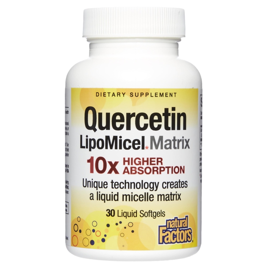 Natural Factors Quercetin LipoMicel Matrix - Supports Immune Health & Capillary Health - Antioxidant Support Supplement with Highly Absorbable Quercetin - 30 Softgels (30 Servings)