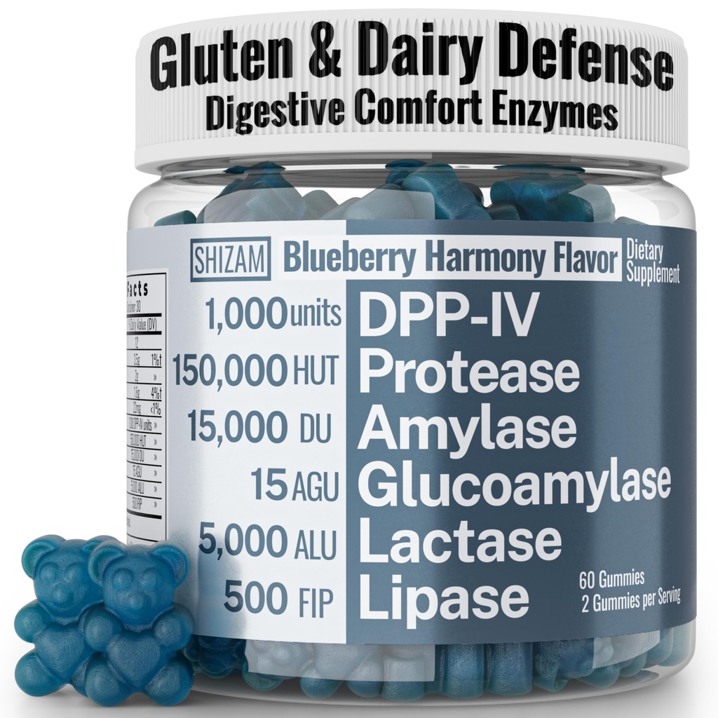 Gluten & Lactase Digestive Enzyme Gummies – Lactase Pancreatic Enzymes with DPP‑IV Lipase Gluco‑Amylase Lactase, Drops Chewables Capsules Pills Powder Supplement Alt, Pancreatic Support, for Kids