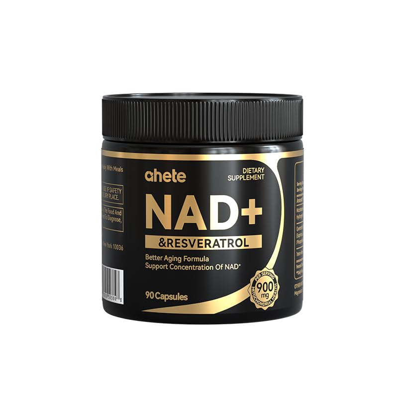 Ahete NAD Resveratrol Supplement, Supports Energy, Focus & Healthy Aging, 900mg NMNH Supplement per Serving, 90 NAD+ Capsules (45 Day Supply)