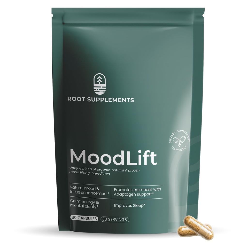 MoodLift Natural Mood Support Supplement - Dopamine & Adaptogen Blend with Mucuna Pruriens, Shatavari, Rhodiola Rosea & Matcha - Promotes Emotional Balance, Focus & Stress Relief - 60 Capsules