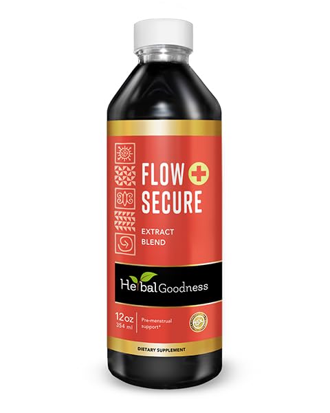Flow Secure 12oz - Premium Menstrual Cycle Support Buddy, Enriched with Womens Vitamins for Hormone and Estrogen Balance as Well as Cognitive and Mood Boost - 1btl - Herbal Goodness