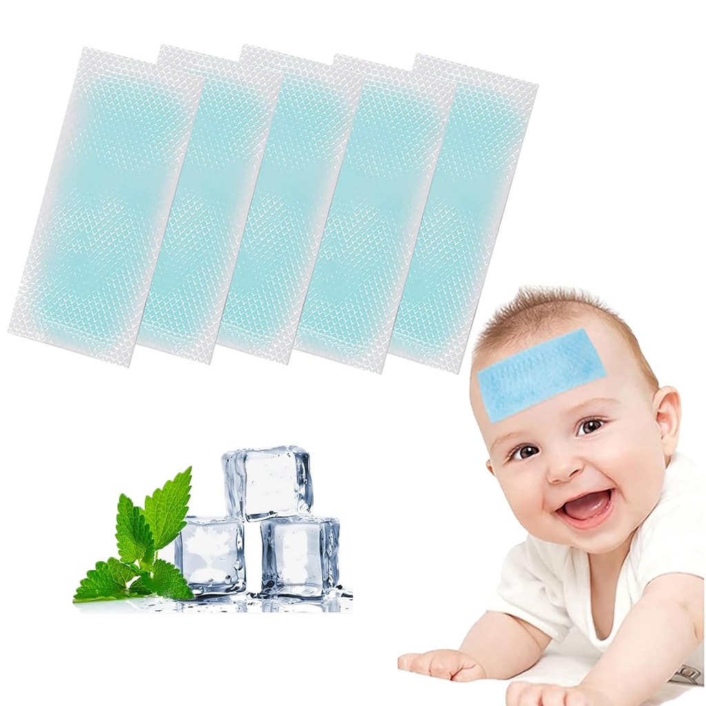 20 Sheets Fever Patch for Kids, Cooling Patch Forehead Strips Cooling Gel Sheet for Baby Kids Children Adult Relieve Headache, Toothache Pain, Sunstroke, Drowsiness, Fatigue, Refreshing