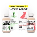 Genexa Kids' Clean Allergy & Acetaminophen Medicine Combo, Dye Free, 0% Artificial Additives, Childrens Antihistamine & Pain Reliever Fever Reducer, Ages 6-11, Organic Agave & Blueberry (2 Pack)