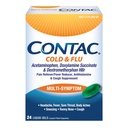 Contac Cold & Flu Medicine, Powerful, Multi-Symptom Relief for Pain, Fever, Sore Throat, Body Aches, Sneezing, Runny Nose & Cough, Flu & Cold Medicine for Adults and Kids 12+, 24 Count Liquid Gels