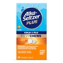 Alka-Seltzer Plus Cold & Flu FizzyChews, No Water Needed, On The Go Cold Medicine for Adults, Orange Flavor, 24 Count