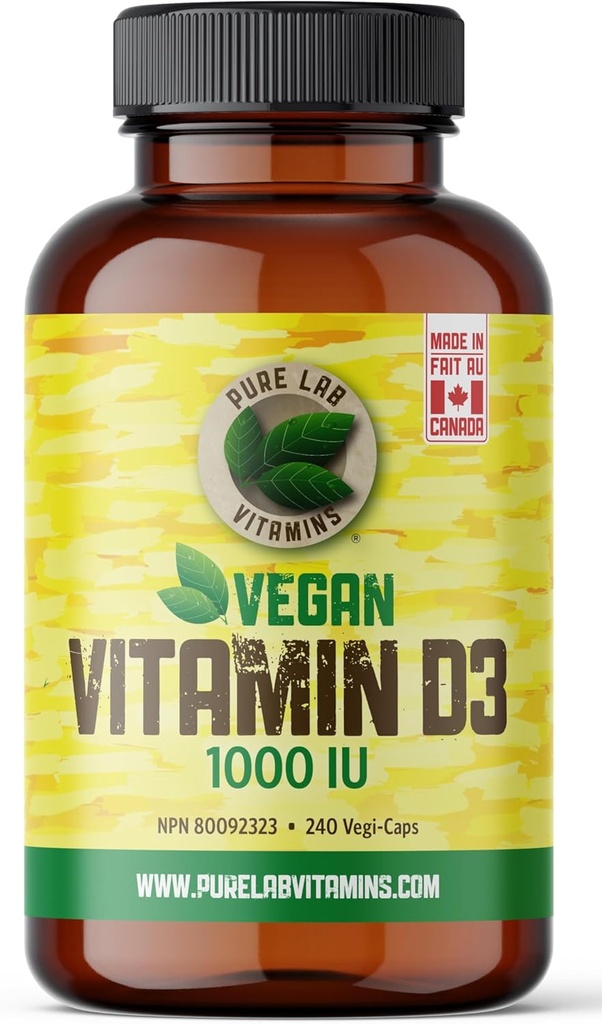 Pure Lab Βιταμίνες Vegan Vitamin D3 1000IU, 240 Vegi-Caps Made in Canada