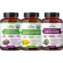 Zazzee Dandelion Artichoke & Milk Thistle Bundle | 20:1 Artichoke Leaf Extract Plus 10:1 Organic Dandelion Root and 30:1 Organic Milk Thistle Extract | Liver Cleanse Detox Bundle
