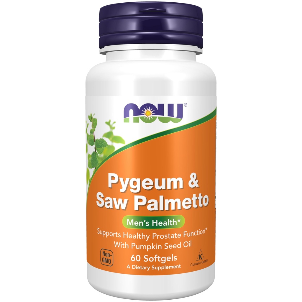 NOW Συμπληρώματα Τροφίμων, Pygeum & Saw Palmetto με Pumpkin Seed Oil, Ανδρική Υγεία*, 60 Softgels