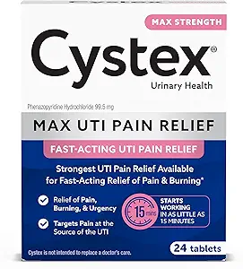 Cystex Maximum- Strength δισκία ανακούφισης του πόνου UTI - 99, 5 mg Phenazopyridine HCl για γρήγορη ανακούφιση από κάψιμο και δυσφορία της ουροδόχου κύστης - 24- Count