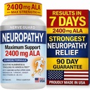 Neuropathy Supplement with 2400 mg Alpha Lipoic Acid – Advanced Support for Feet Hands Toes – 2400mg ALA, Vitamins B12 B6 & B1, Magnesium, Turmeric – 60 Capsules