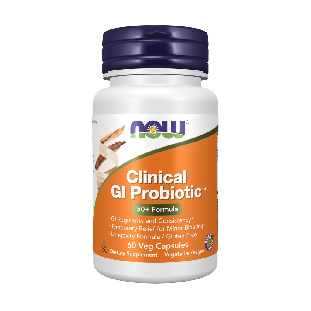 NOW Συμπληρώματα Τροφίμων, Κλινική GI ProbioticTM, 50+ Formula, Strain Επαληθευμένο, 60 κάψουλες Veg