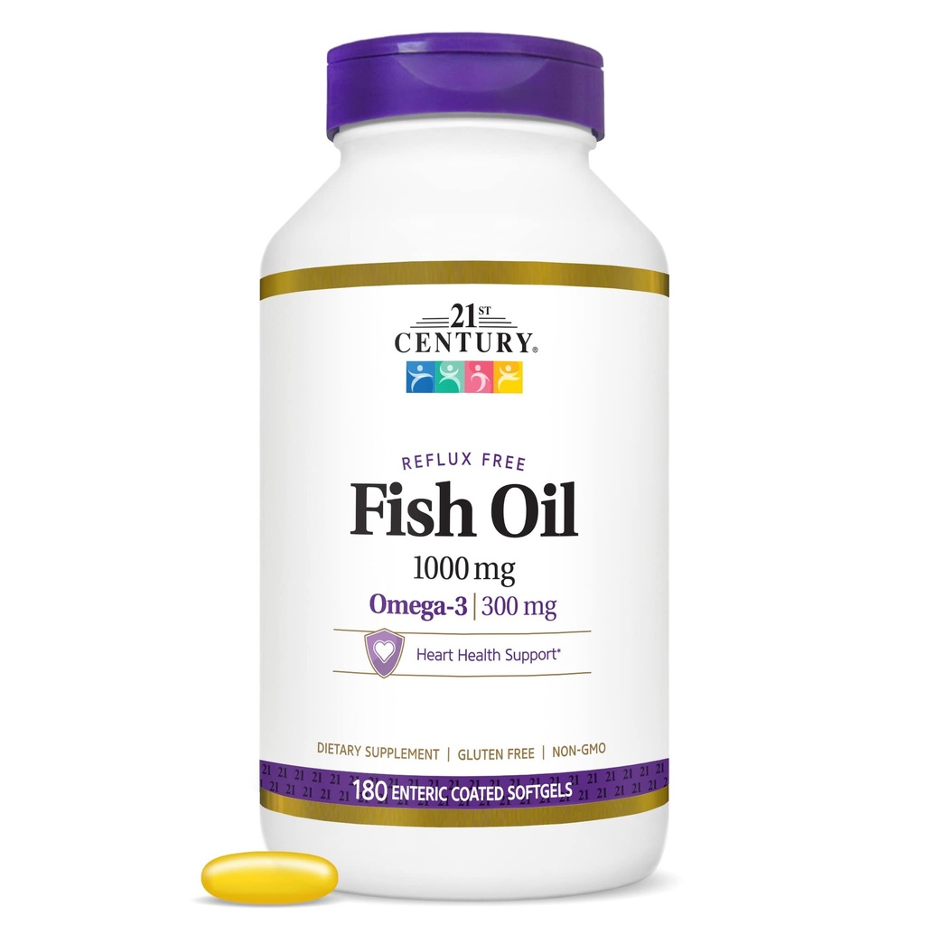 Ιχθυέλαιο 21ου αιώνα 1000 Mg Enteric Coated Softgels, 180 Count