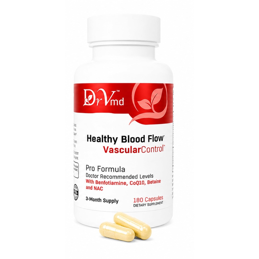 Circulation & Blood Flow Support by Dr. Vogel, MD – CoQ10 & Betaine (3 Month Supply) – Benfotiamine, NAC, B-Complex – Heart Health & Daily Energy Support