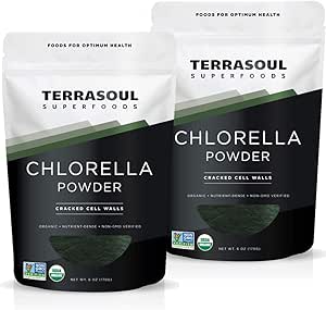 Terrasoul Superfoods Βιολογική σκόνη Chlorella (Cracked Cell Walls) - 12 Oz (2 Pack)