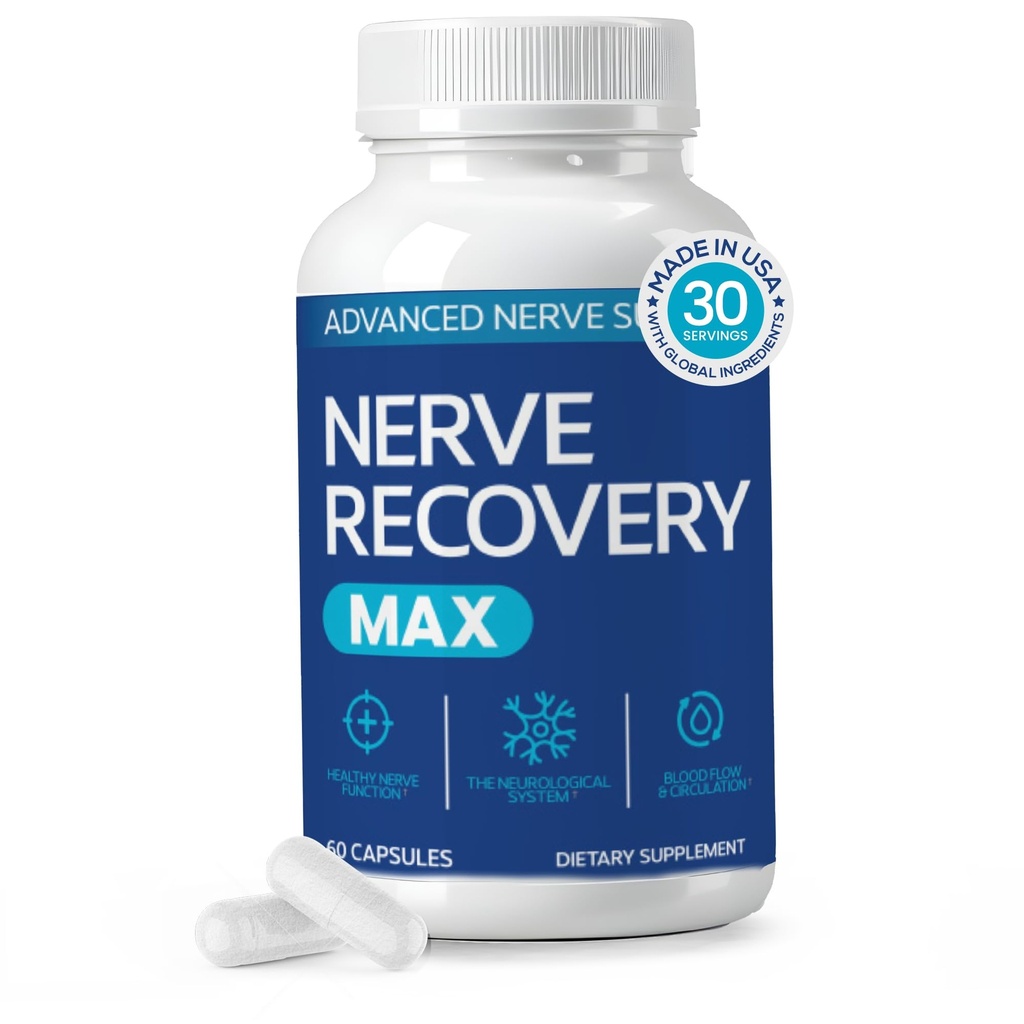 Non-GMO Advanced Nerve Support Supplement with Vitamin D3 and Alpha Lipoic Acid for Nerve Protection and Restoration - Made in the USA - 30-Day Supply, 1 Bottle