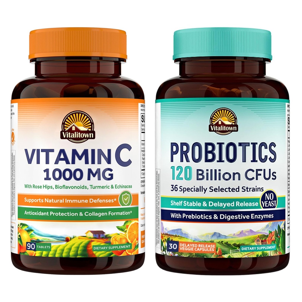 Vitalitown Vitamin C Complex 1000mg and Probiotics 120 Billion CFUs