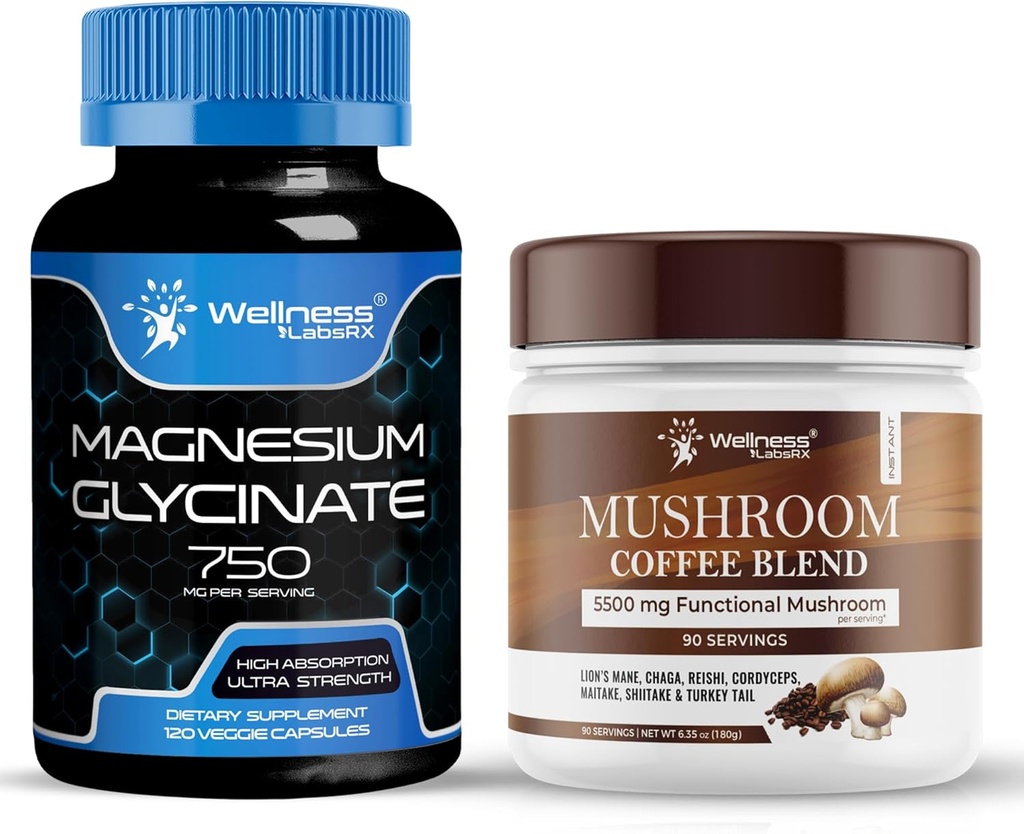 WELNESS LABSRX Μαγνήσιο Γλυκινικό Κάψουλες 750mg - Mushroom Coffee Blend