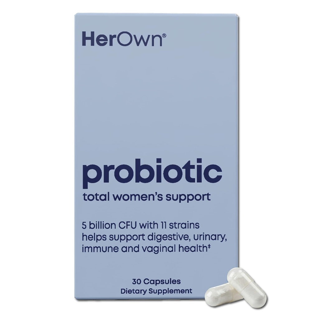 her own Probiotics for Women, 5 Billion CFUs with Prebiotics, Supports Healthy Digestion, 11 Strains, Gluten and Soy Free, Vegan, Non-GMO, 30 Capsules, 30 Servings