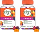 Align Dualbiotic, Prebiotics and Probiotics for Women and Men, Probiotics for Digestive Health, Prebiotics Help Nourish Good Bacteria, Natural Fruit Flavors, 90 Probiotic Gummies,(Pack of 2)