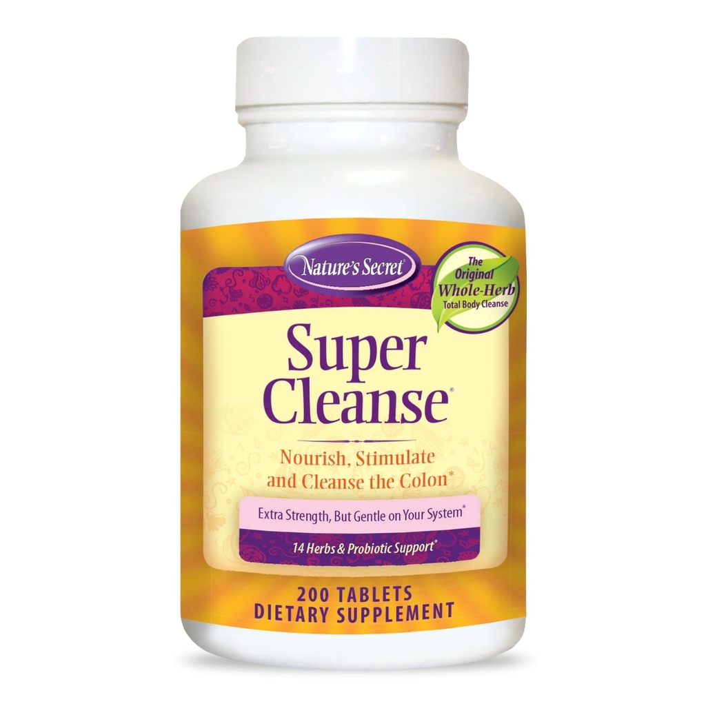 Nature's Secret Super Cleanse - 200 Tablets - Nourish, Stimulate & Purify The Colon - 100 Servings