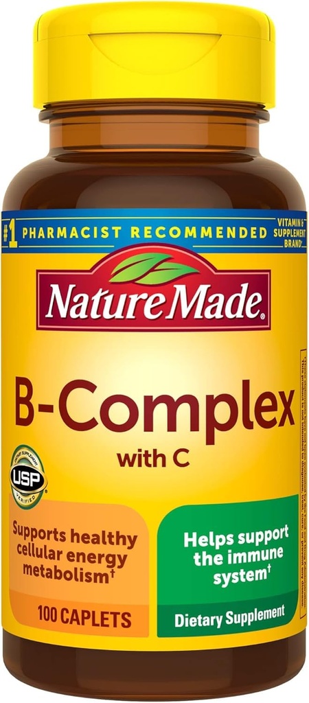 Nature Made Vitamin B-Complex Caplets 100 Caplets (Pack of 2)