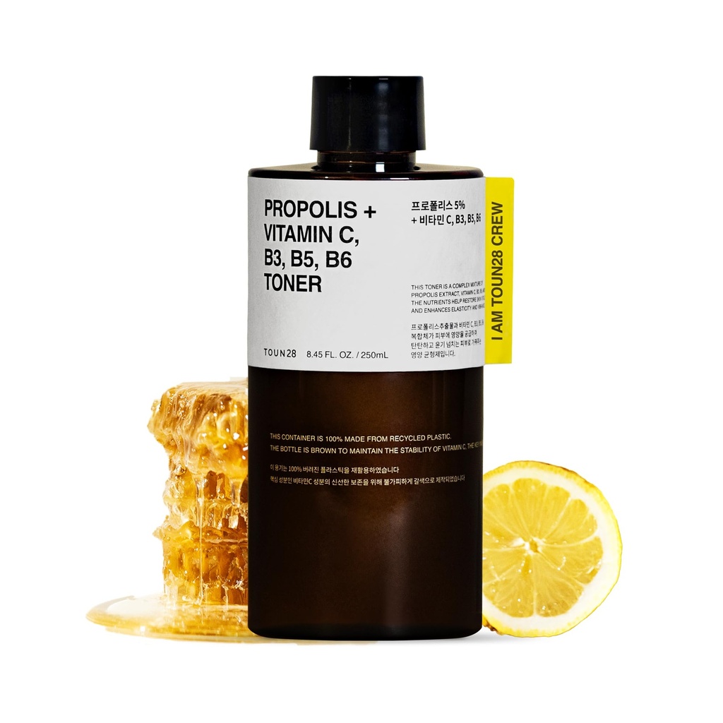 TOUN28 Propolis Vitamin C, B3, B5, B6 Toner 8.45 fl.oz / 250ml, Restore Vitality and Improve Vibrancy, with Propolis Extract and Vitamin Complex