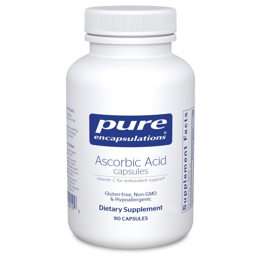 Pure Encapsulations Ascorbic Acid Capsules - 1,000 mg Vitamin C - Antioxidant & Immune Support* - High-Potency Vitamin C - Vegan & Non-GMO - 90 Capsules