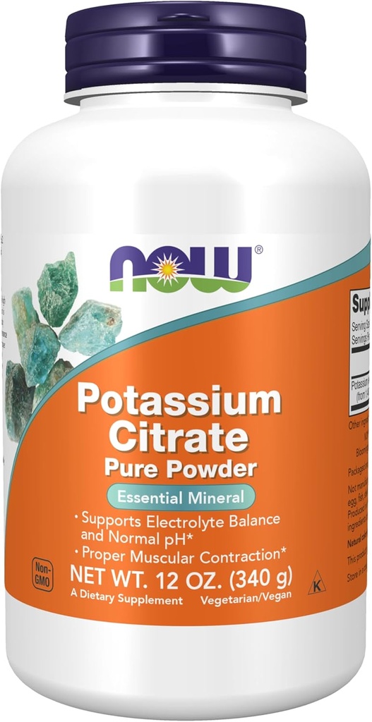 NOW Foods Supplements, Potassium Citrate Powder, Supports Electrolyte Balance and Normal pH*, Essential Mineral, 12-Ounce
