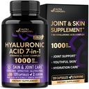 Hyaluronic Acid Supplements 1000 mg - Collagen | MSM | Boswellia | Vitamin D3, C & E - Hyaluronic Acid Capsules - Skin Hydratation & Joint Comfort Support - 7-in-1 Complex - Lab Tested - 120 Capsules
