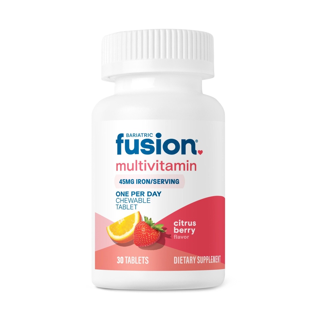 Bariatric Fusion One Per Day Bariatric Multivitamin with Iron Chewable | Citrus Berry Flavor | Vitamins for Gastric Bypass and Sleeve Gastrectomy | Non-GMO | 30 Count
