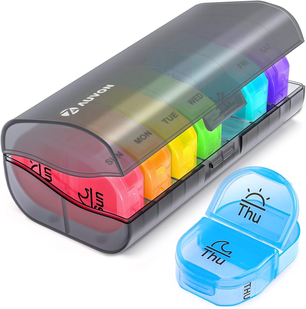 AUVON Pill Box 2 φορές την ημέρα, Weekly Pill Organizer AM PM με 7 καθημερινή θήκη τσέπης για να κρατήσει βιταμίνη, ιατρική, φαρμακευτική αγωγή, και συμπλήρωμα