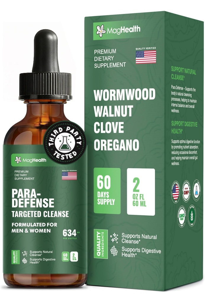 Wormwood Black Walnut Clove Tincture | 3rd Party Tested Digestive Support Drops | Sweet Wormwood, Green Walnut Hull & Clove Extract Liquid for Gut Wellness | 2 oz, 60 Servings