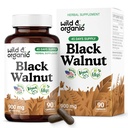 Wild & Organic Black Walnut Capsules 900 mg - Detox & Cleanse Support - Black Walnut Hull Powder Supplement - Juglans Nigra Herb - 45 Days of Supply - Vegan, No Fillers, Non-GMO - 90 Count