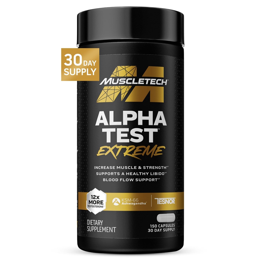 MuscleTech Testosterone Booster for Men, AlphaTest (150 Capsules) - Workout Testosterone Supplement for Men - Sports Nutrition Testosterone Booster for Endurance, Strength & Muscle Builder