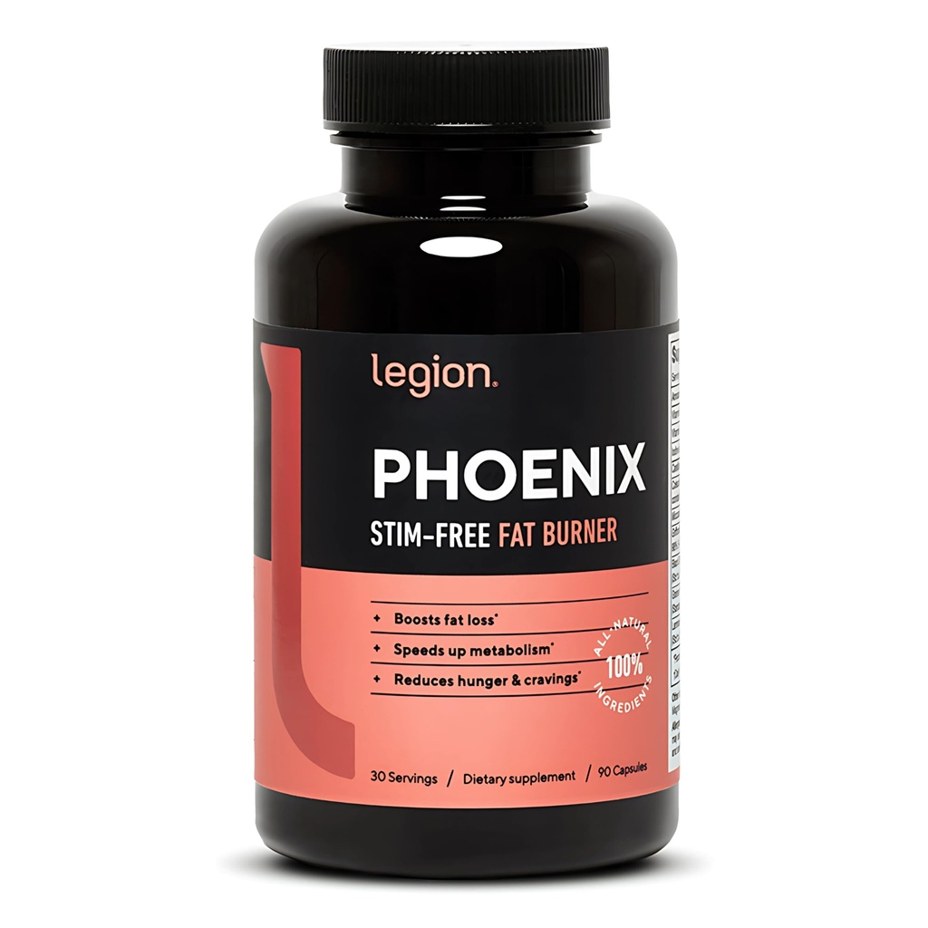 LEGION Phoenix Θερμογόνος καύση λίπους & χάπια απώλειας βάρους - 30 εξυπηρετούν, 90 κάψουλες (χωρίς καφεΐνη)