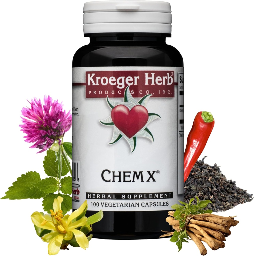 Kroeger Herb Products, Chem X, Daily Detox and Cleansing Formula, Red Clover, Yellow Dock, Paprika Υποστηρίζει τη λειτουργία του ήπατος υγείας - μη-GMO, Χωρίς γλουτένη, Χωρίς συντηρητικά, Κατασκευασμένο στις ΗΠΑ
