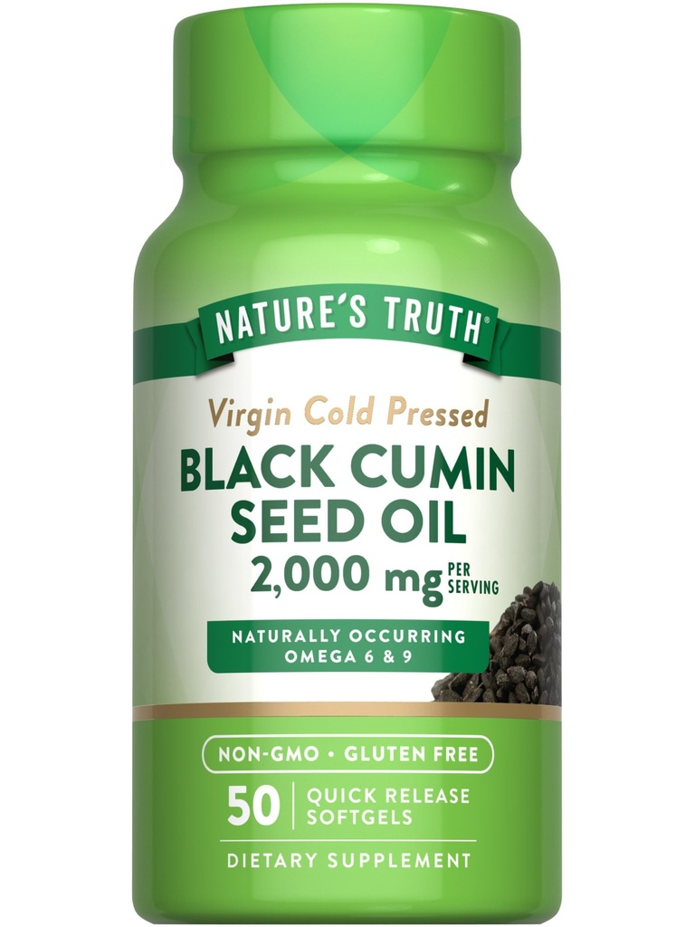 Nature's Truth Black Cumin Seed Oil 2000 mg | 50 Softgels | Cold Pressed Pills | Non-GMO, Gluten Free