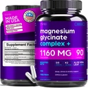 Magnesium Glycinate 1160mg + Aloe Vera, D3 & K2 Complex 90 Capsules - High Absorption, Non-Laxative - Supports, Muscle Function & Healthy Metabolism Chelated Formula