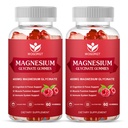 Magnesium Glycinate Gummies - 400mg Magnesium Glycinate Gummy with Vitamin D, B6, and CoQ10, Magnesium Supplement for Relaxation and Cognition, Sugar Free - 60 Raspberry Gummies (2 Pack)