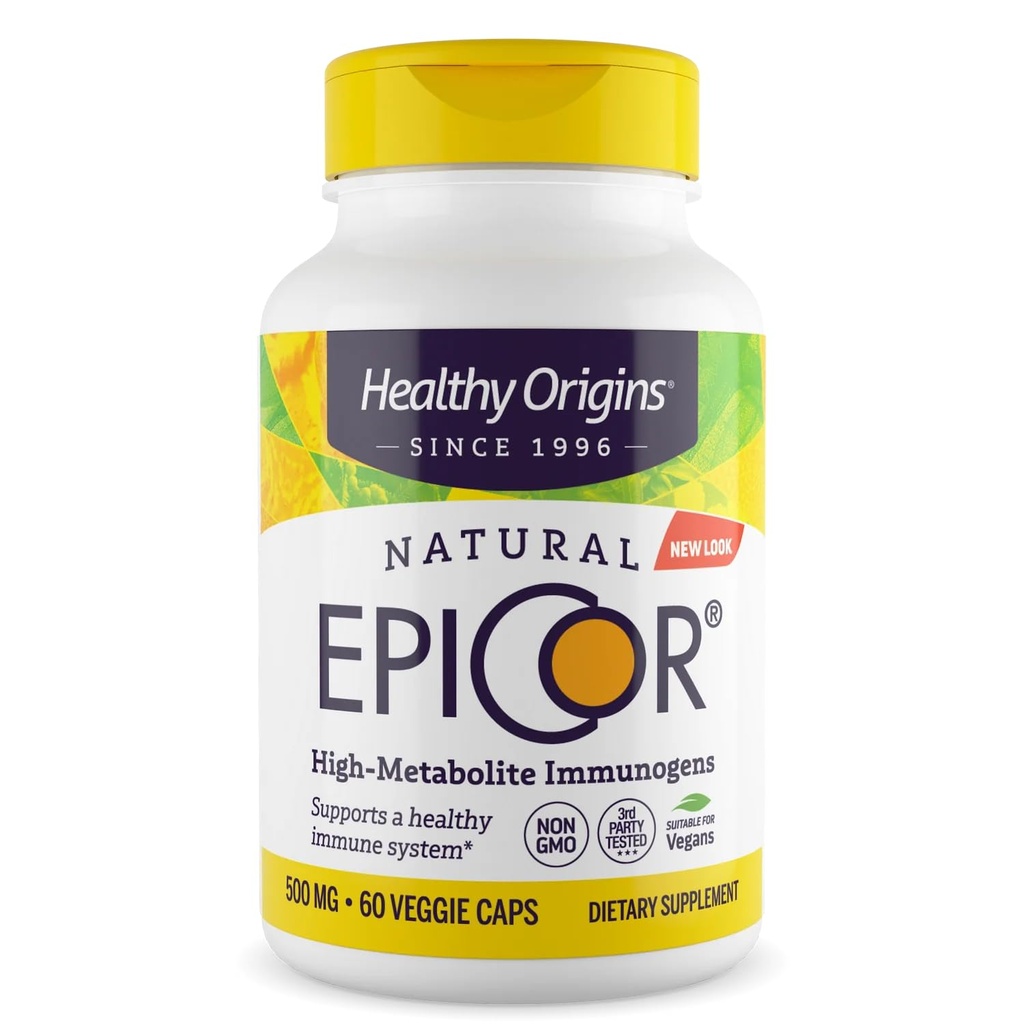 Healthy Origins EpiCor 500 mg (Ανοσωτική Υποστήριξη, Μη ΓΤΟ, Χωρίς Γλουτένη), 60 κάψουλες λαχανικών