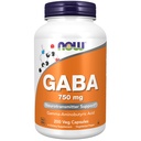 NOW Συμπληρώματα τροφίμων, GABA (Gamma-Aminobutyric Acid) 750mg, Νευροδιαβιβαστής Υποστήριξη *, 200 κάψουλες Veg