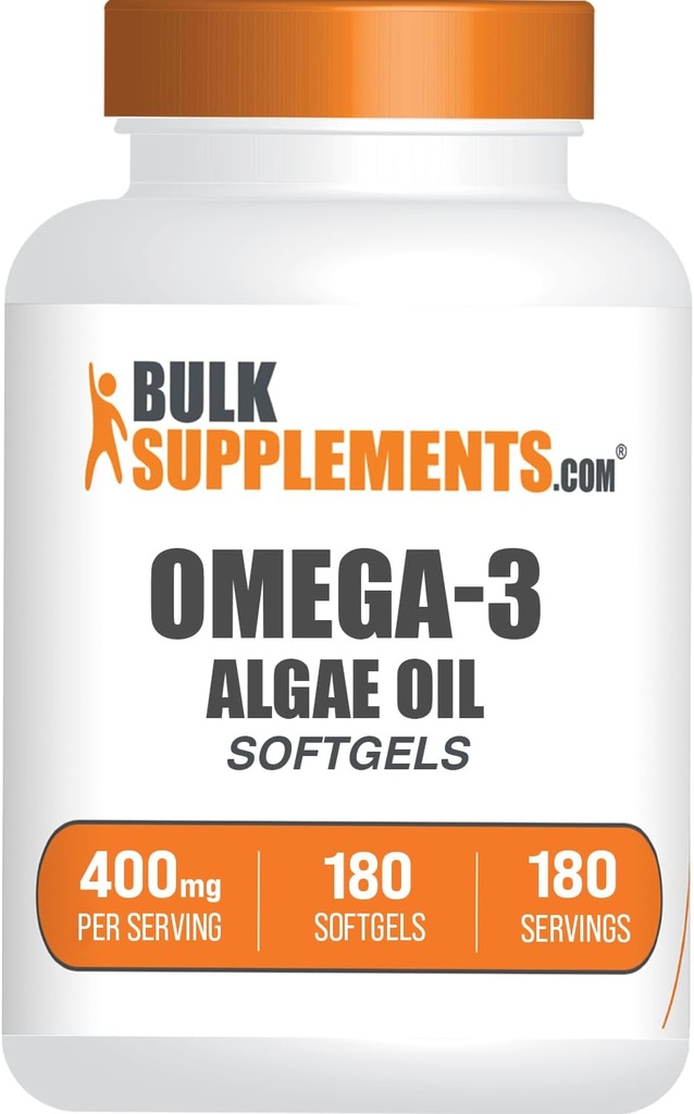 BulkSupplements.com Omega-3 Softgels - από Algal Oil, Algae Oil Omega 3 Συμπληρωματικό - Χωρίς γλουτένη, 1 Softgel ανά υπηρεσία, 180 Count (Pack of 1)
